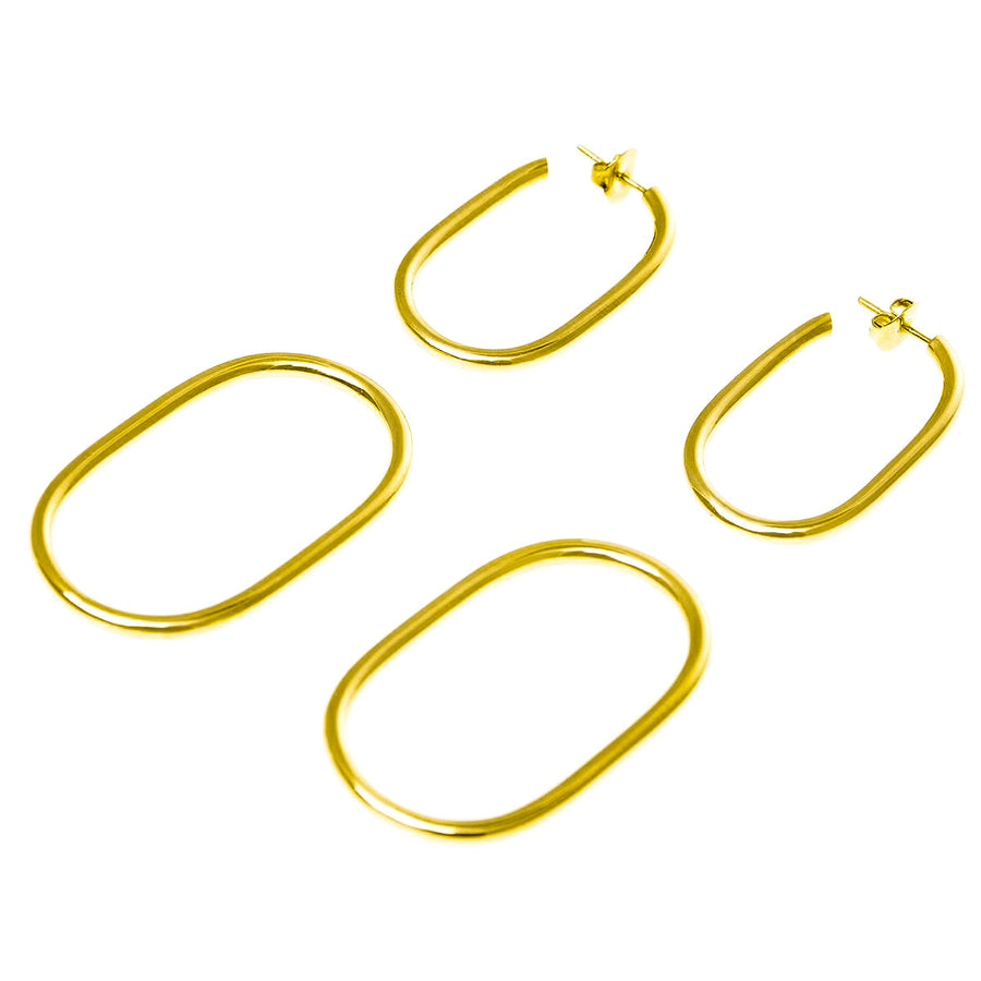 The Essential Forms Large Oval 18K Gold Plated Silver 925° Earrings