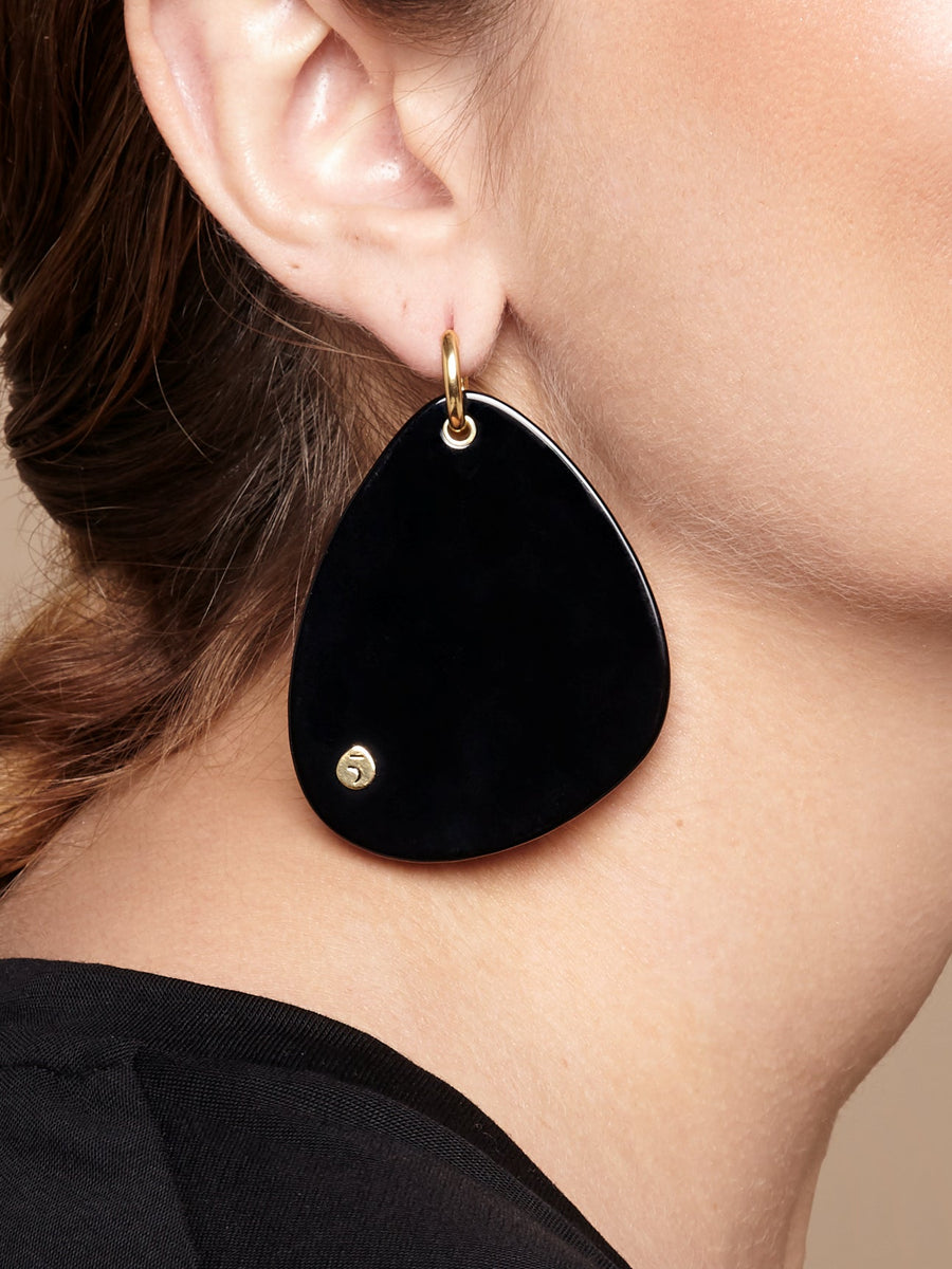 The Eclectic Irregular Large Black Earrings