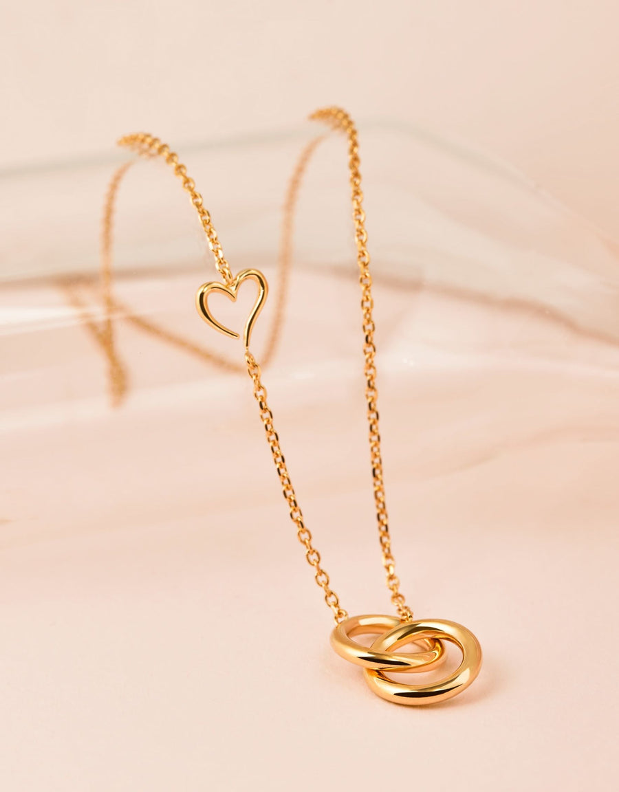 The Essential Love's A-Round Bond Circles with Heart 18K Gold Plated Silver 925° Necklace